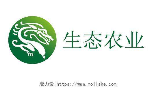 绿黄渐变几何中国风生态农业LOGO农业logo